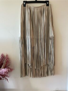 Fringe Maxi Skirt in Taupe - Women's Skirt